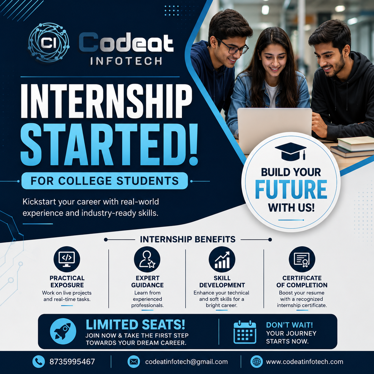 Top IT Internship Program for College Students – Gain Real-World Experience with Codeat Infotech