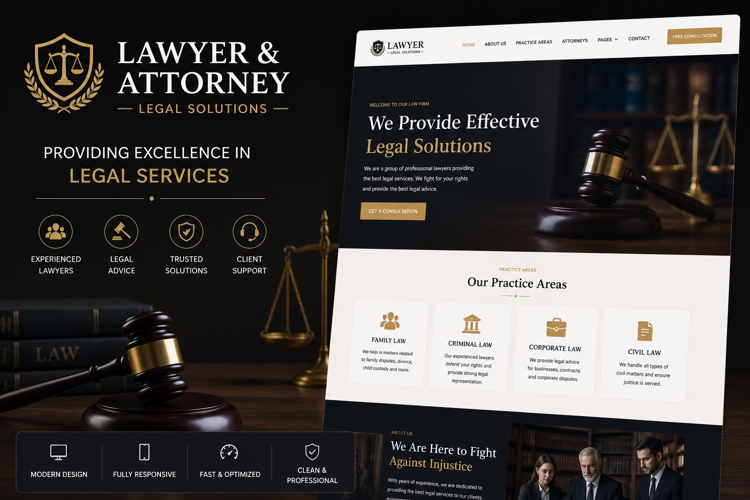 Lawyer &amp; Attorney Website – Modern Legal Services Static Website